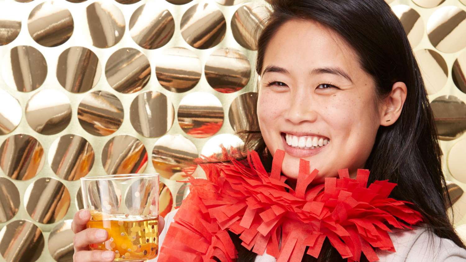 woman wearing paper boa