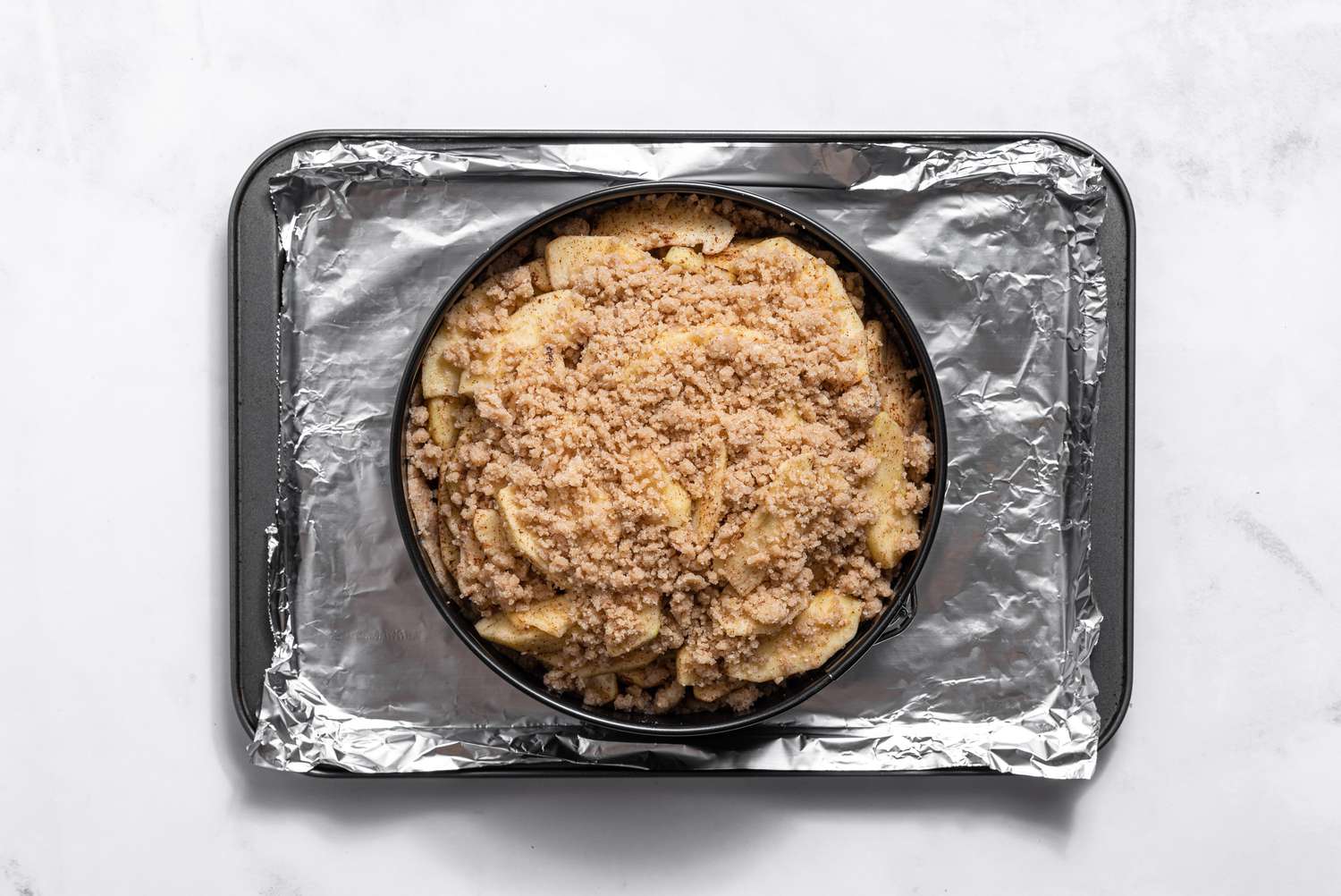 apple pie cake ready to be baked