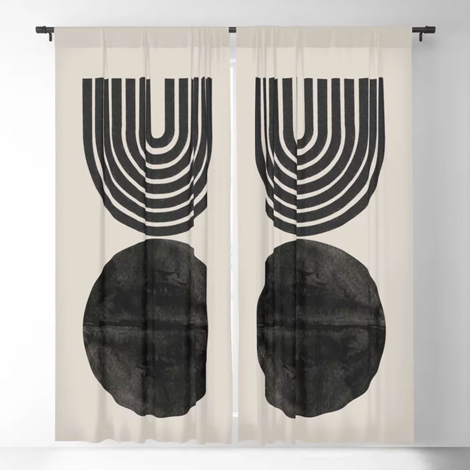 Woodblock Print, Modern Art Blackout Curtain