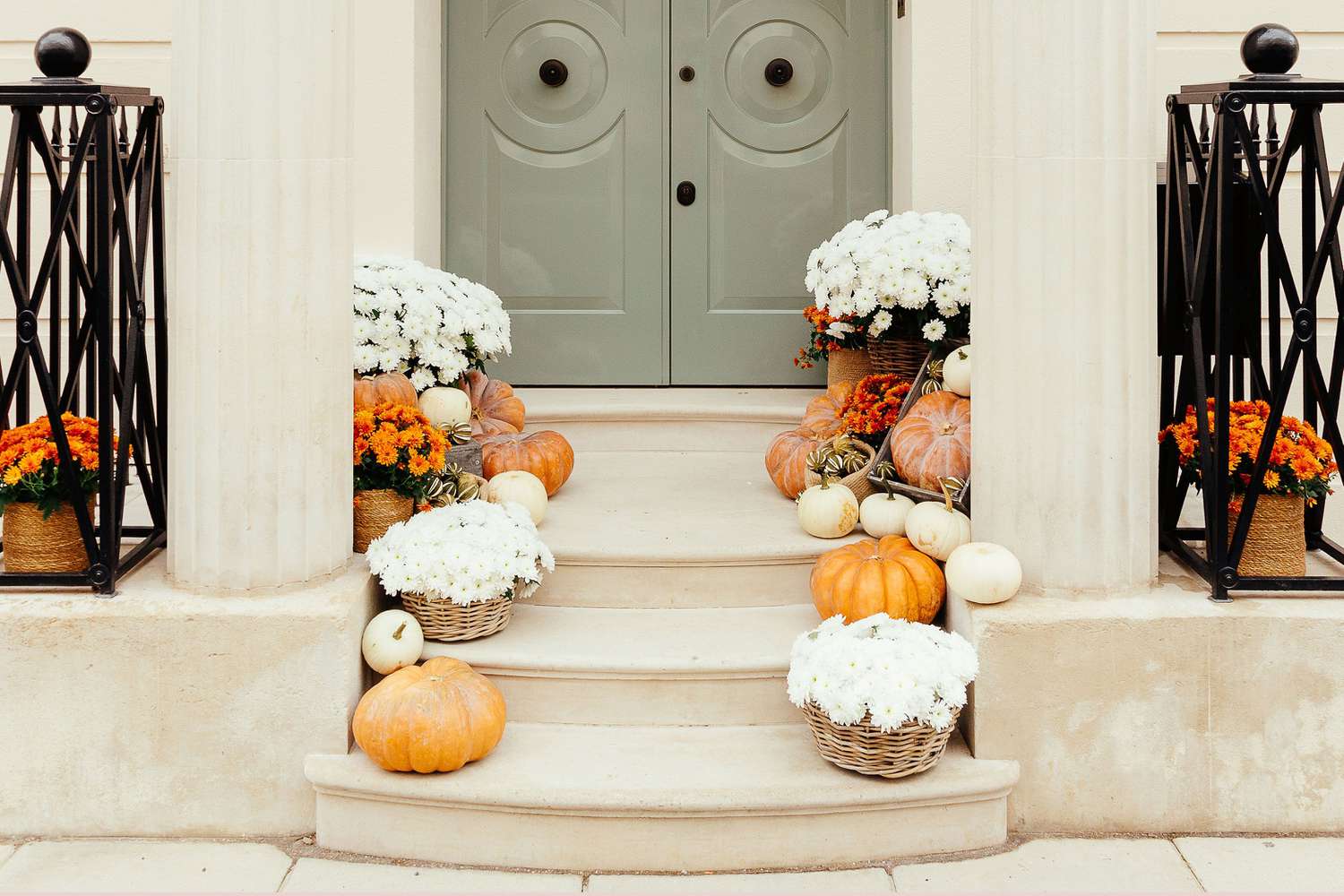 fall decor on porch