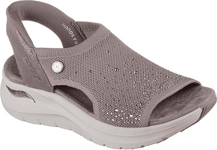 A single casual open-toe sandal with a supportive design and mesh upper. 