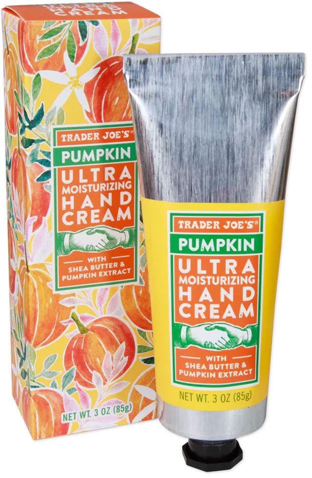 Trader Joes Pumpkin Ultra Moisturizing Hand Cream tube and packaging
