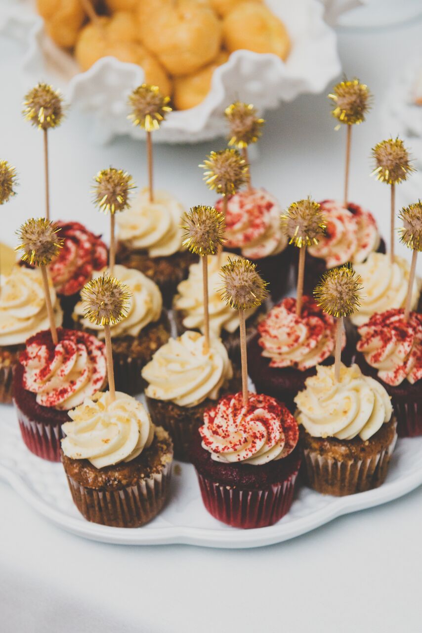 cupcakes with red and yellow sprinkles