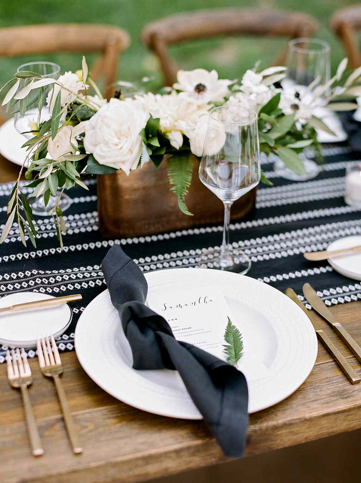 jamie jon wedding monochromatic place setting