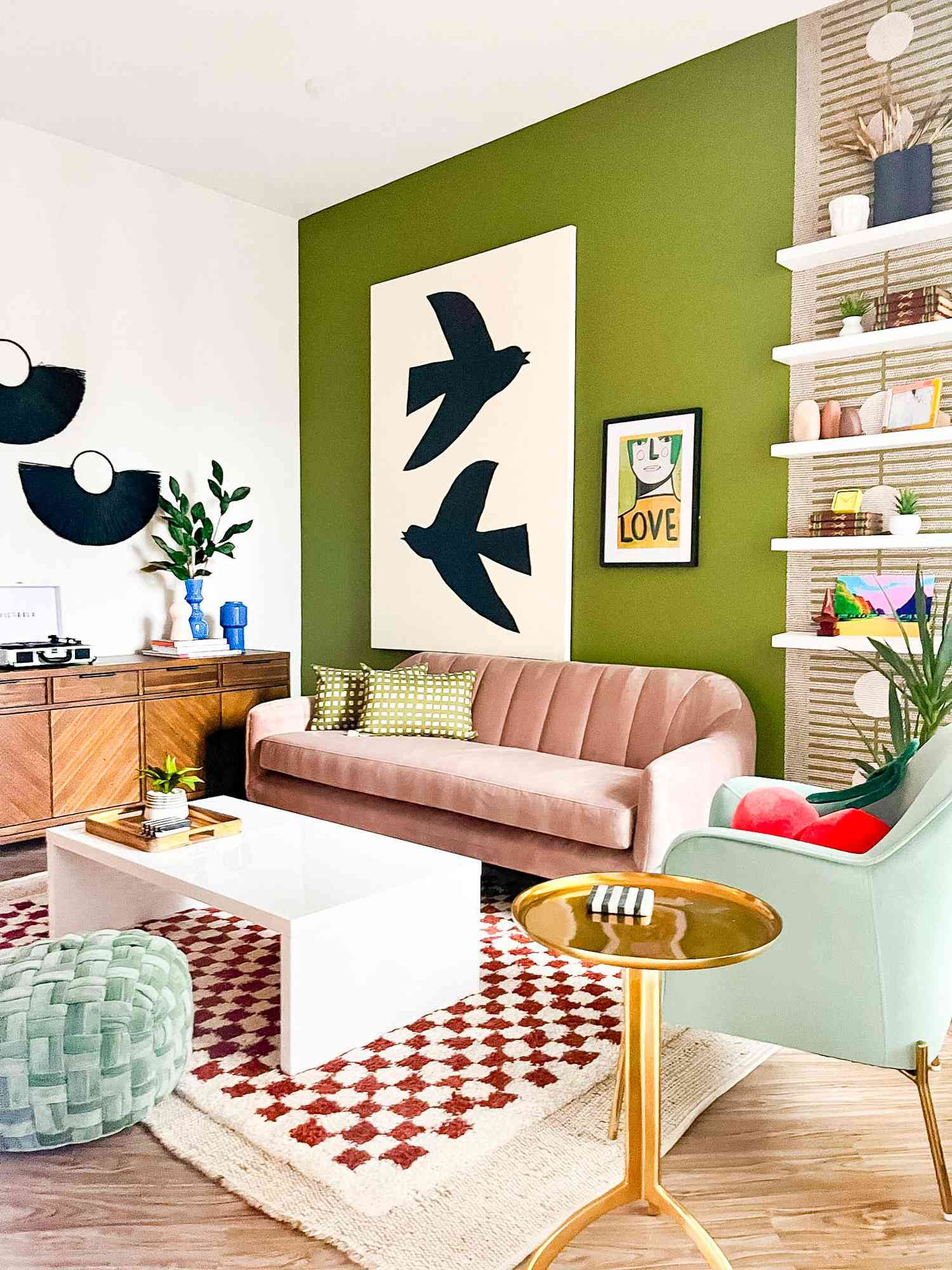 Faux Built In Shleving with wallpaper