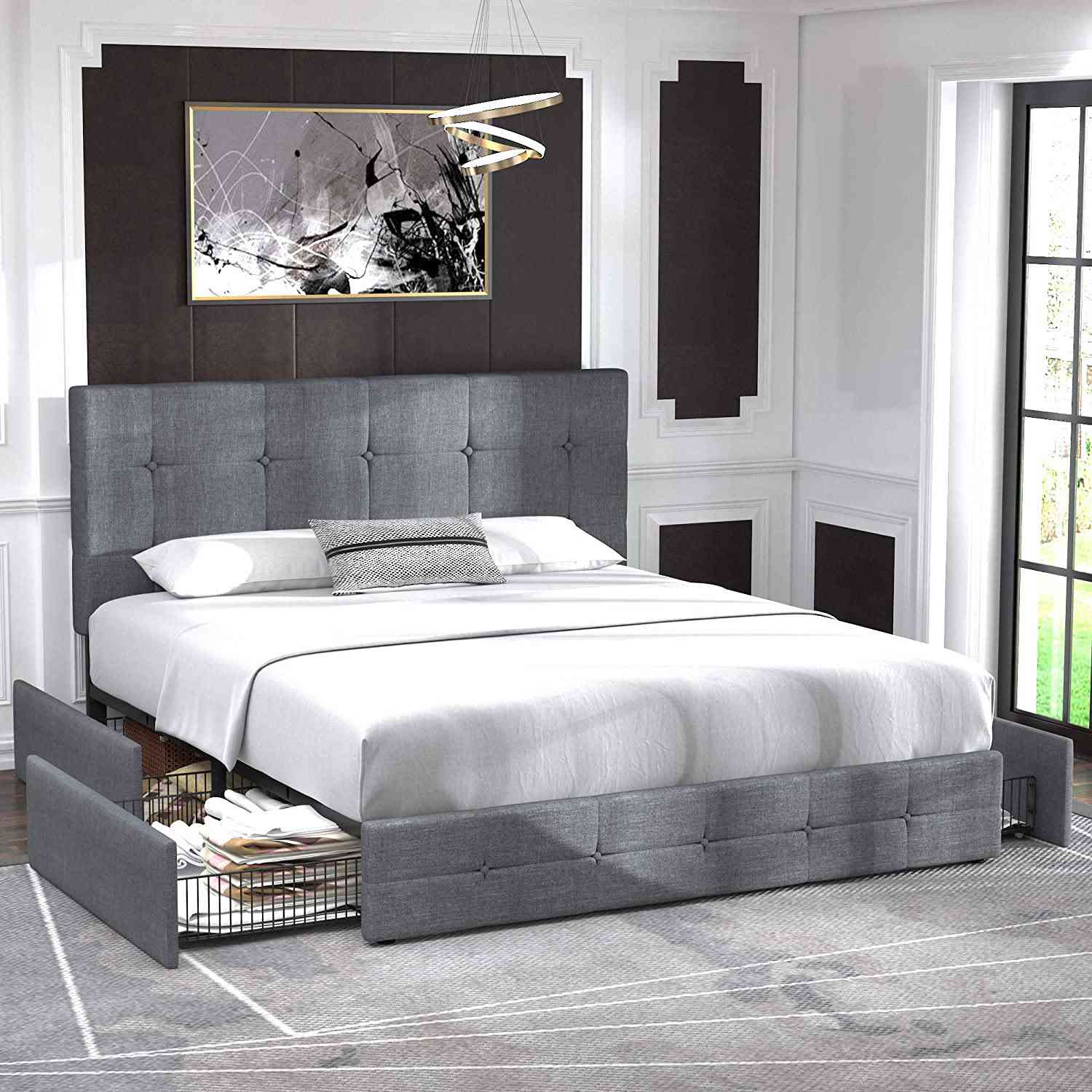 Allewie Upholstered Queen Size Platform Bed