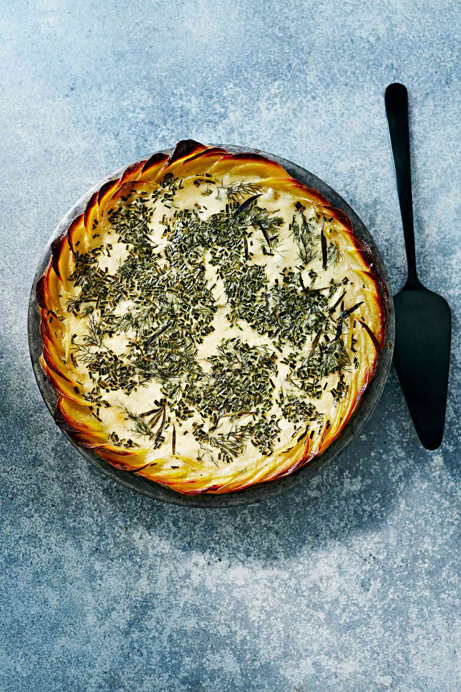 potato-crusted herb quiche