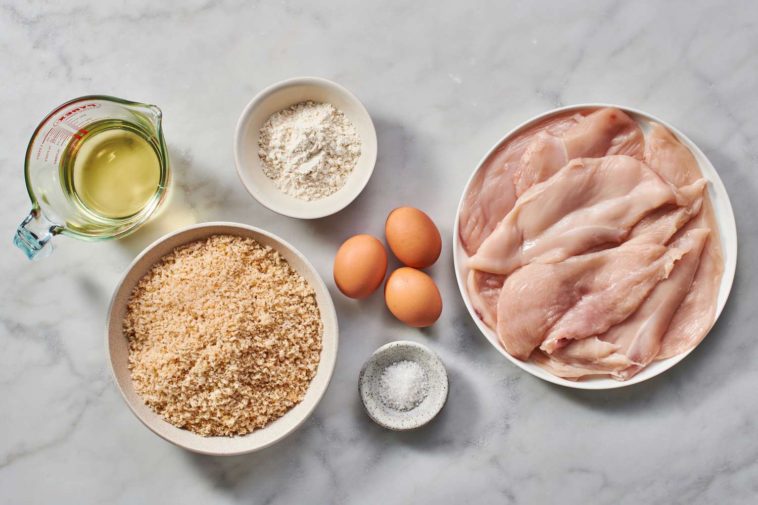 Ingredients for breaded chicken breasts