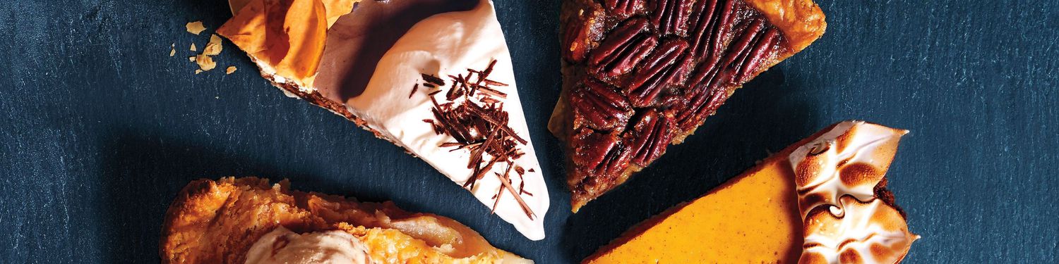 pie slices on blue background