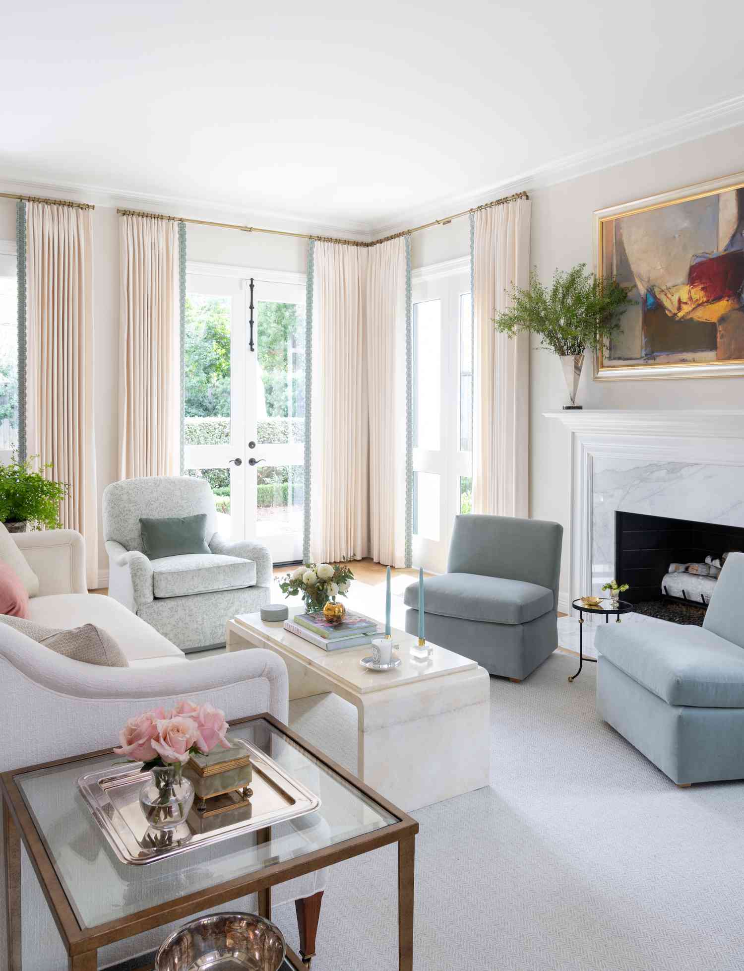 white walls with pastel accessories