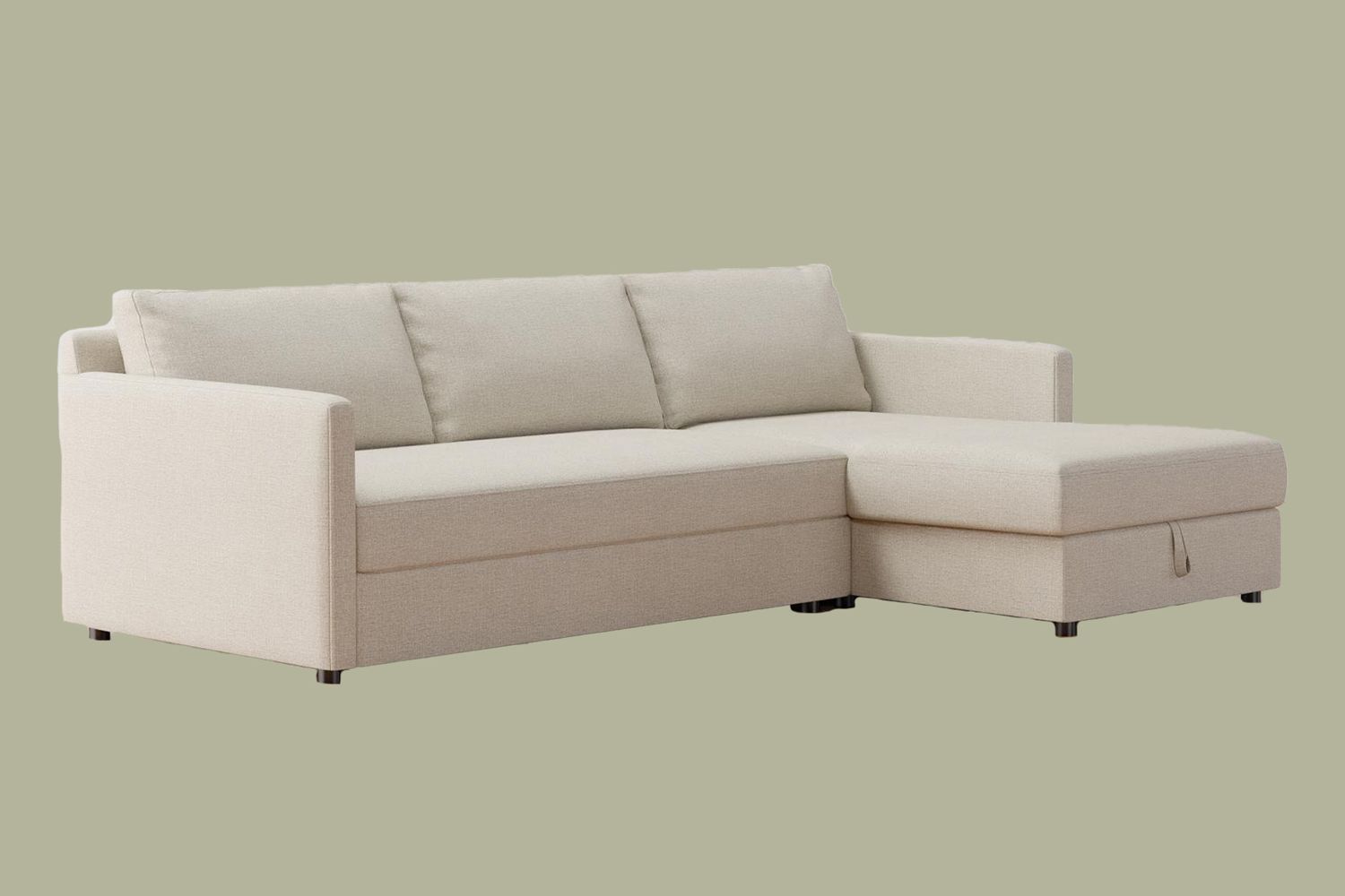 Pacifica Square Arm Upholstered Trundle Sleeper Sofa with Storage Chaise