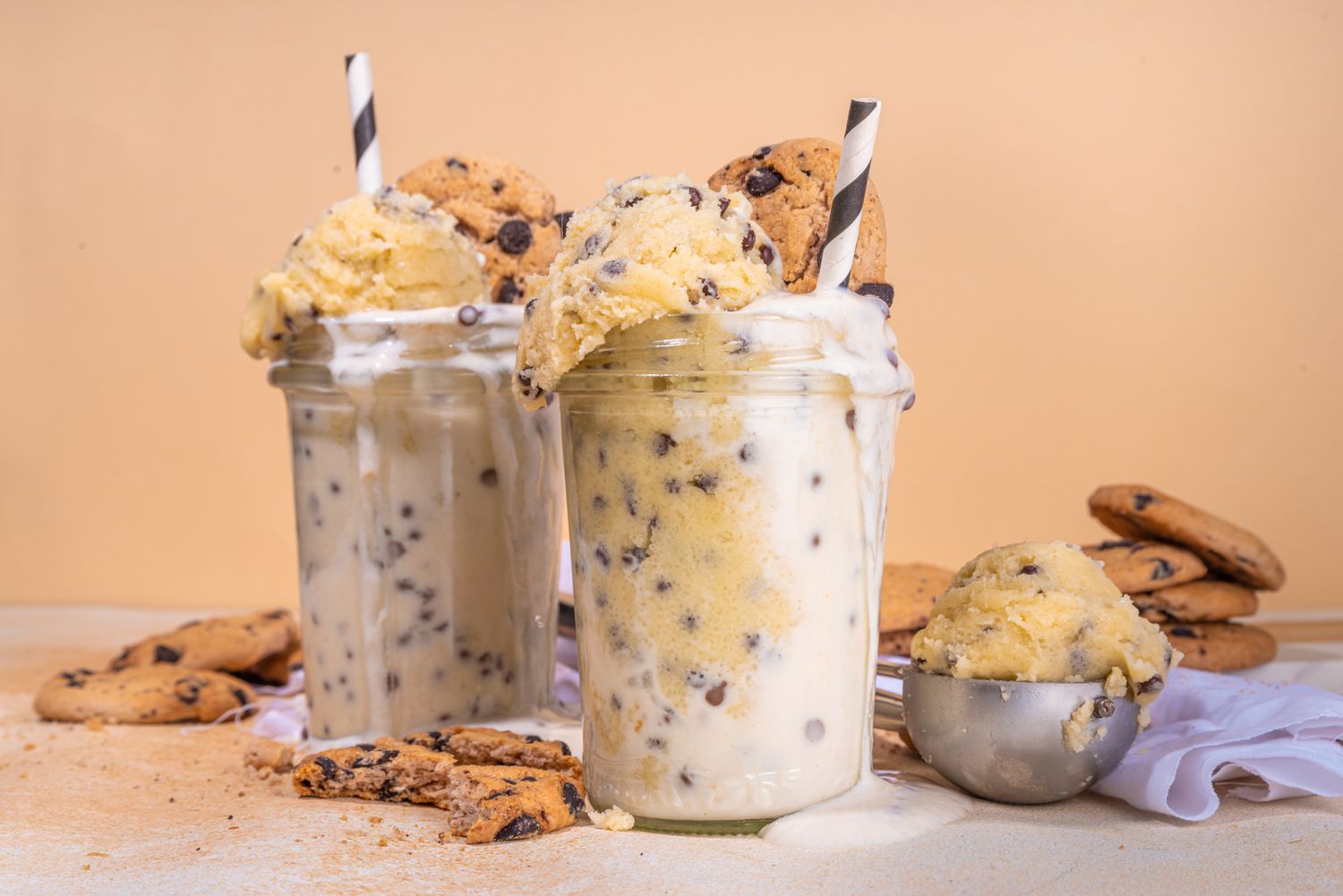 Edible raw cookie dough smoothie shake