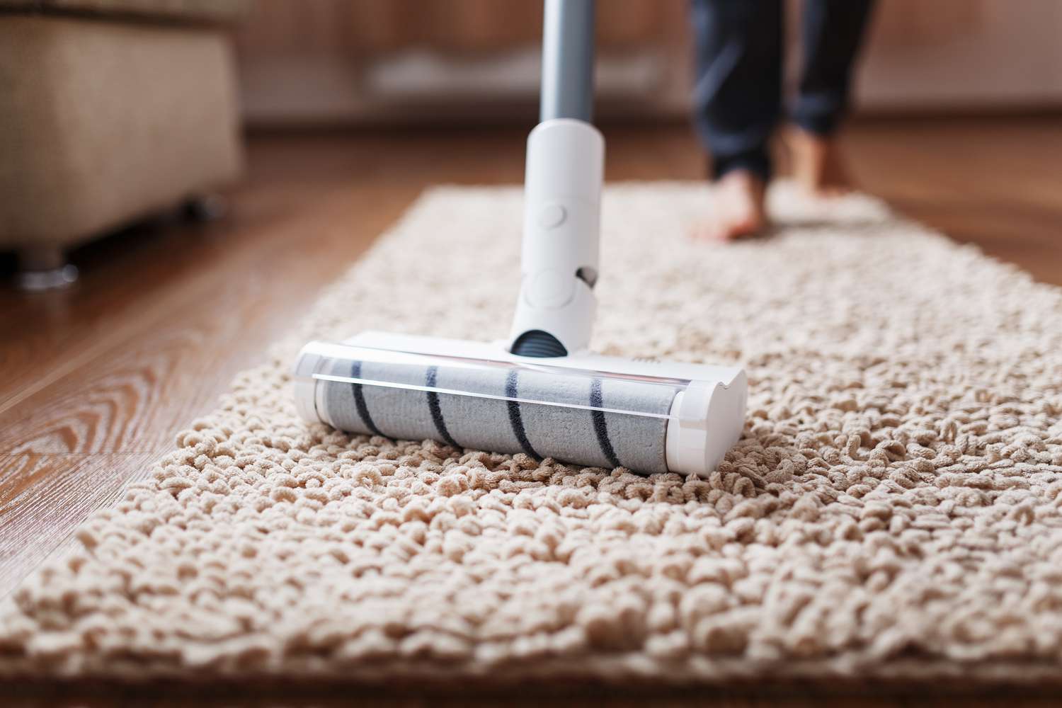 Vacuuming rug