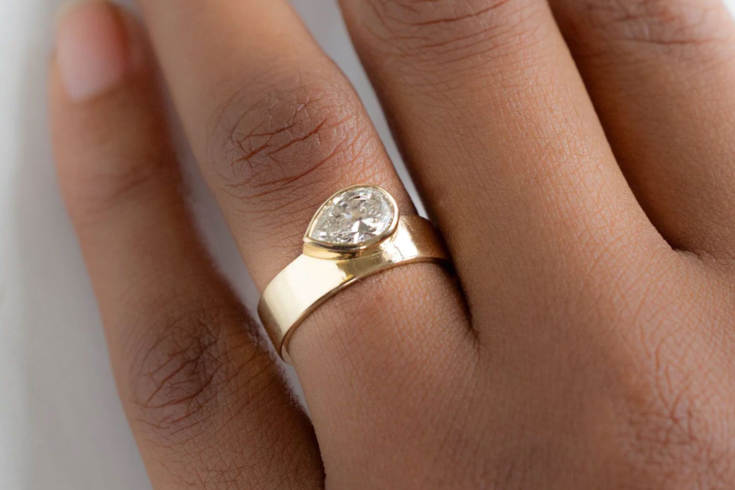 Bezel set engagement ring