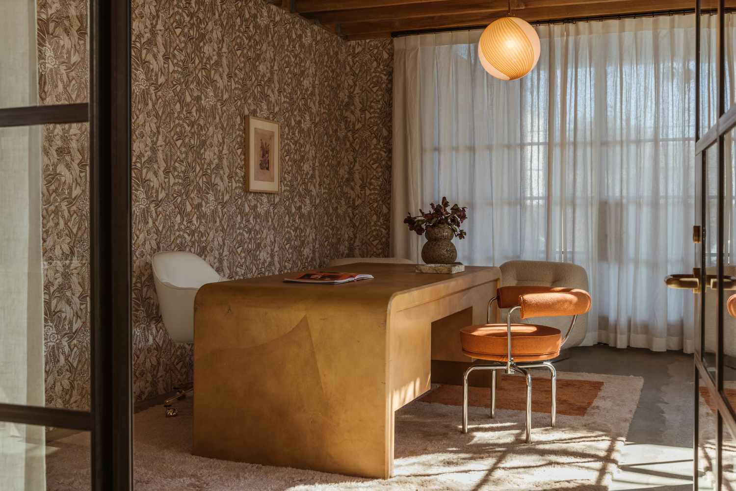 sheer paneling curtains in office