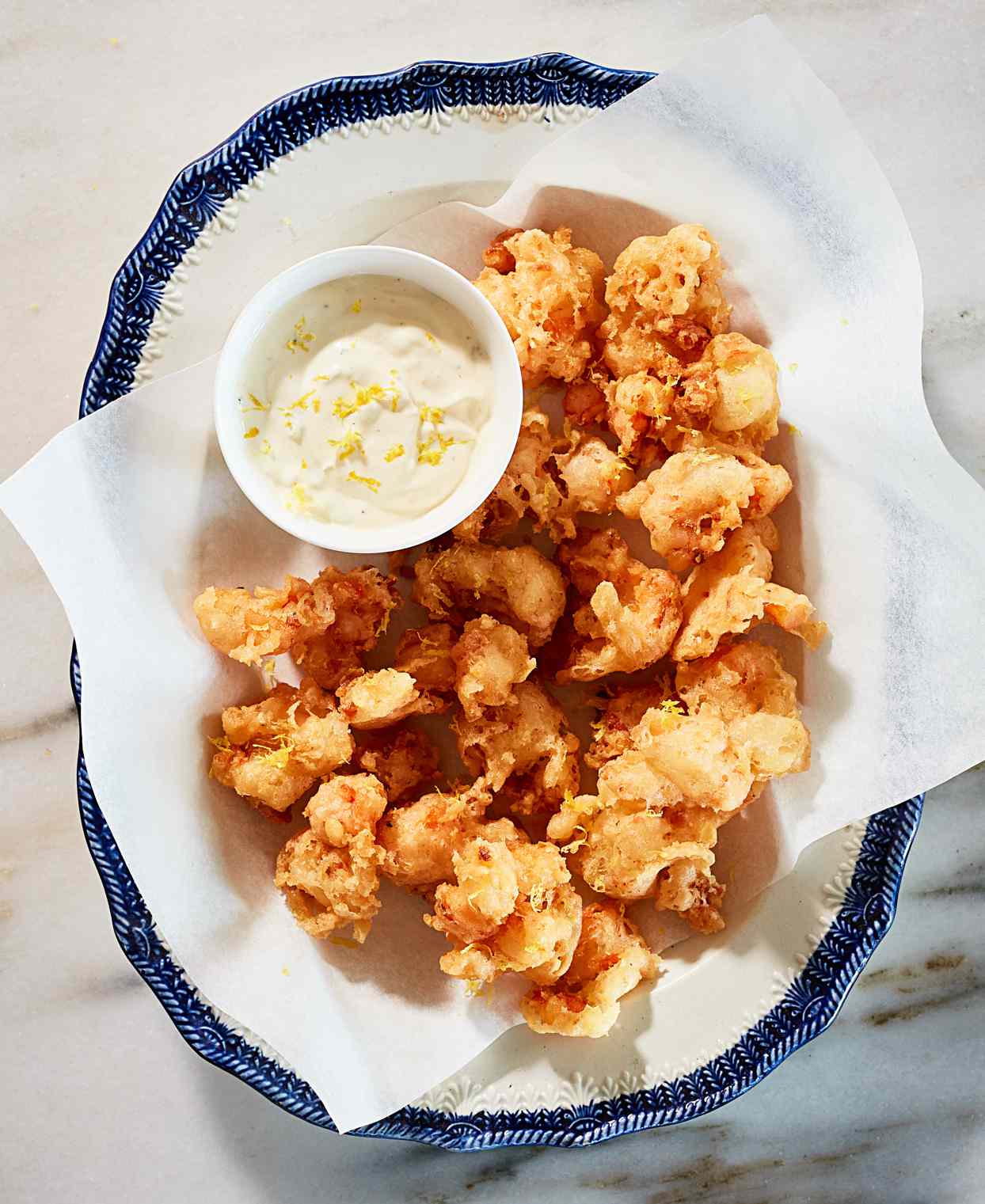 crunchy shrimp fritters served with tartar sauce