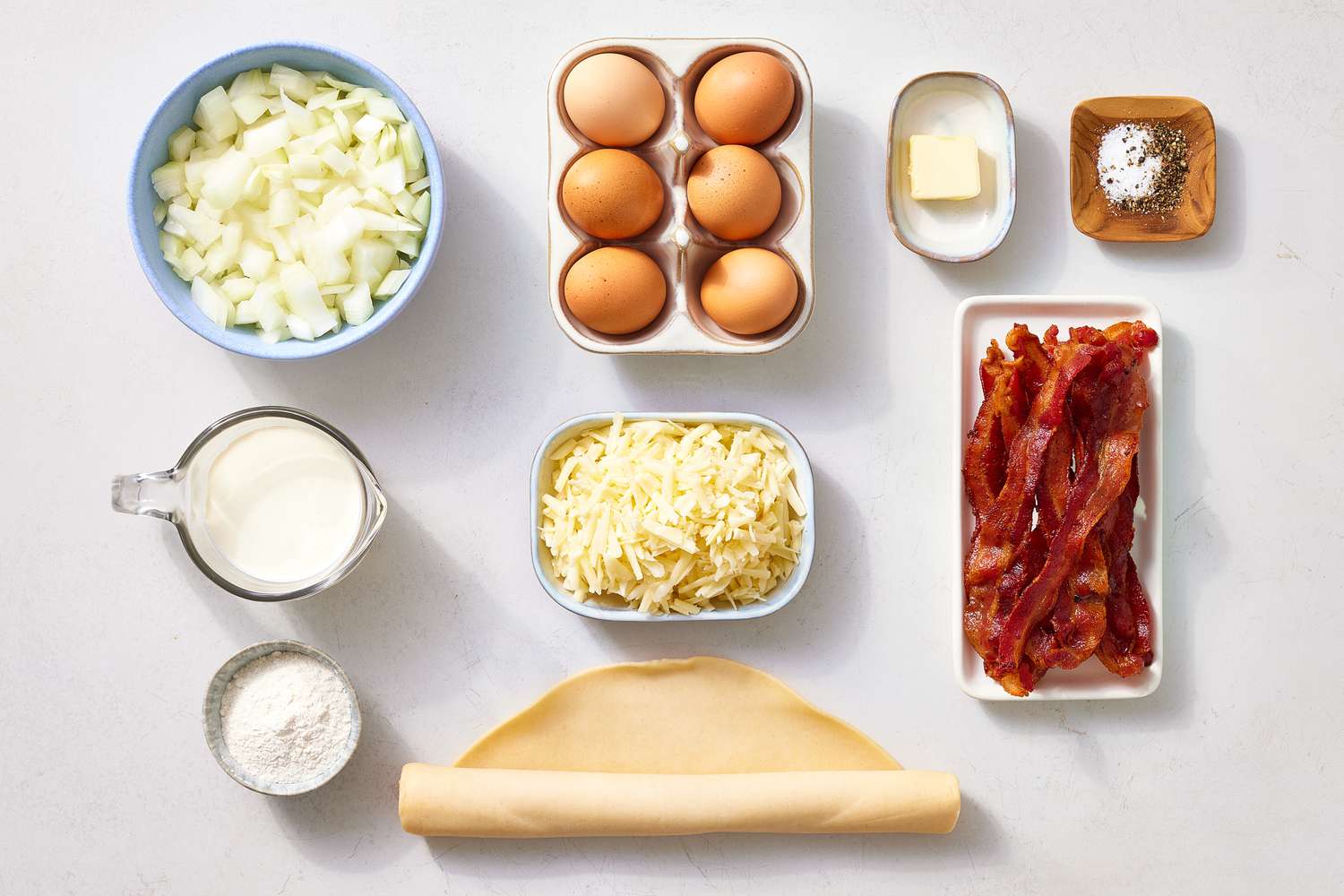 Ingredients for Bacon Cheese Quiche