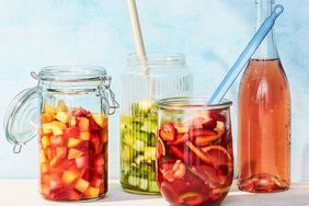 red pink white sangria jars drinks