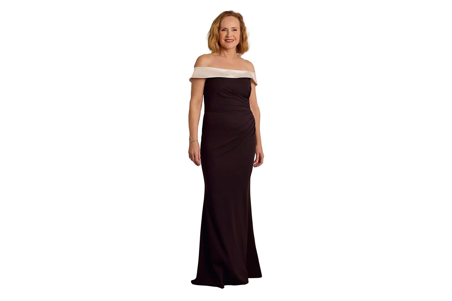 Oleg Cassini Off-the-Shoulder Crepe Sheath Dress