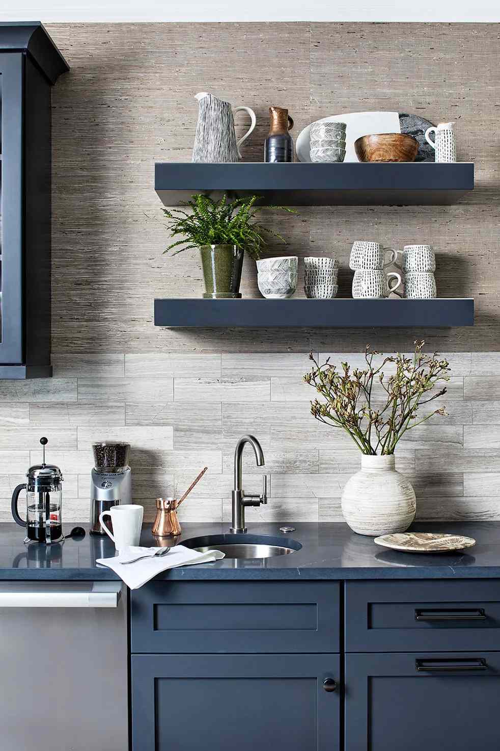 Open shelving coffee bar