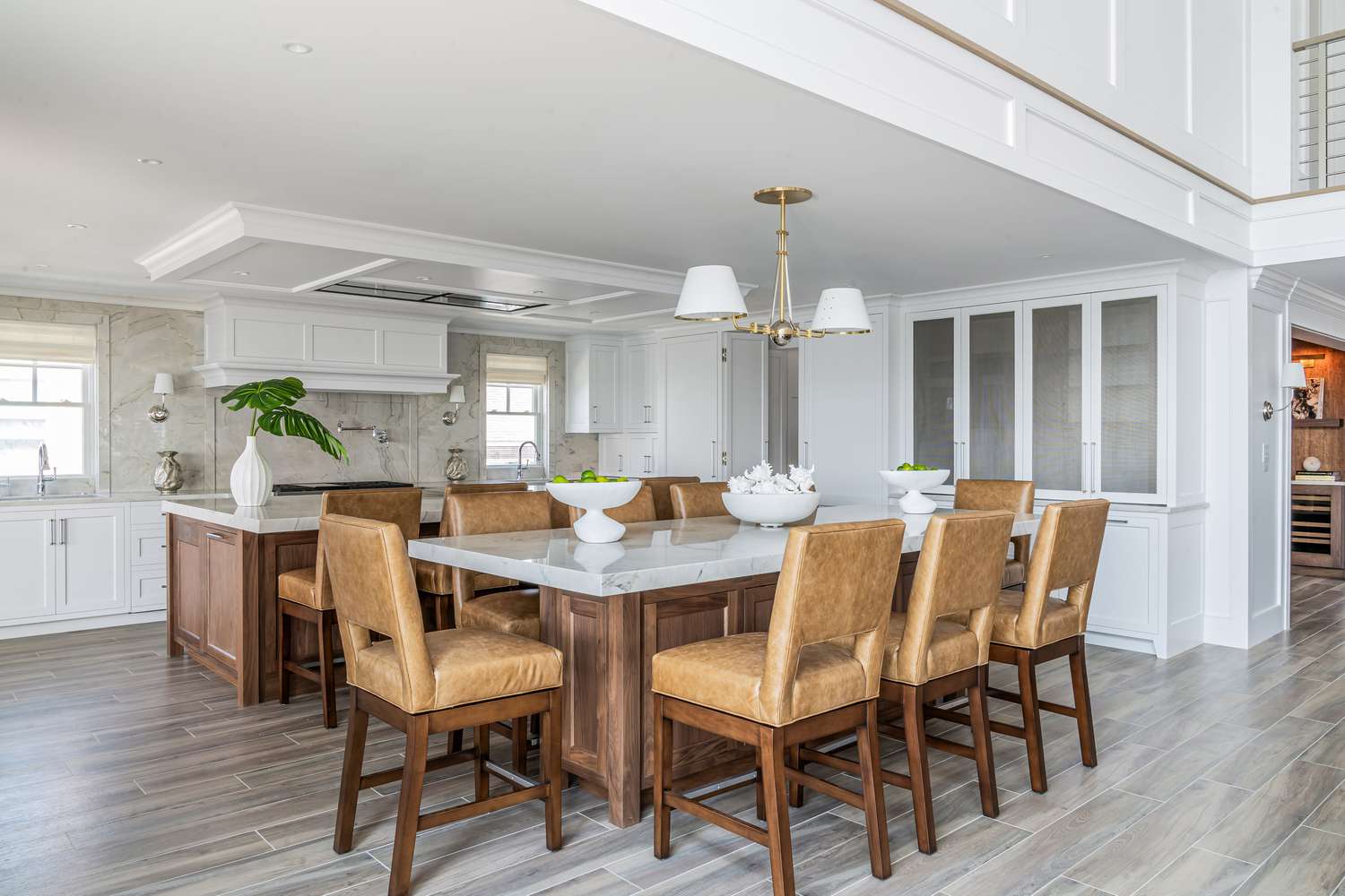 double kitchen islands with seating