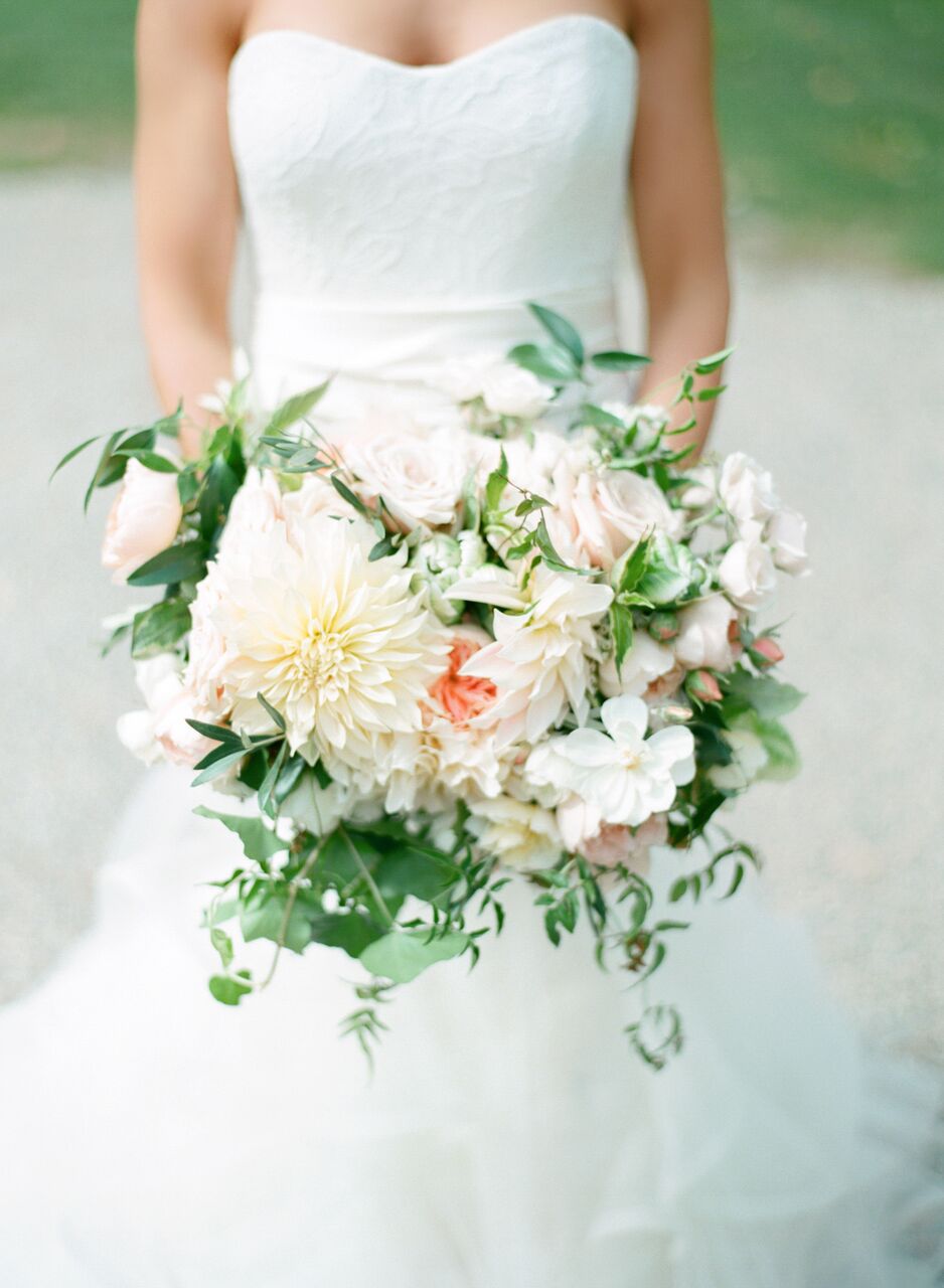 fresh dahlia wedding bouquet