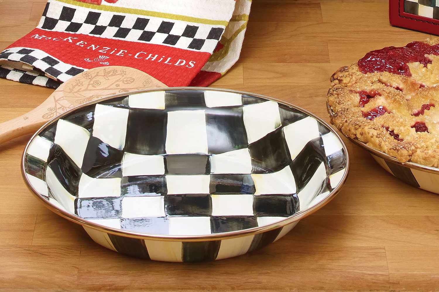 Mackenzie-Childs Courtly Check Enamel Pie Plate
