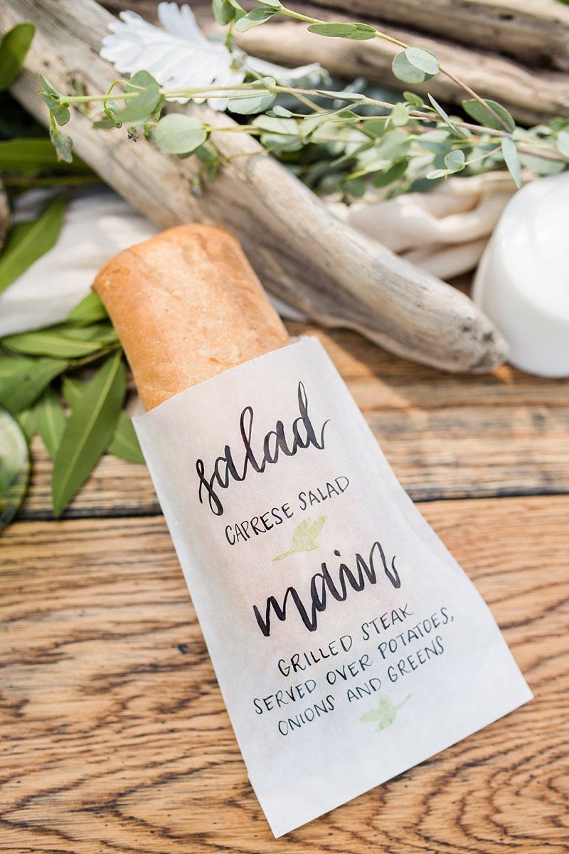 bread loaf in printed menu sleeve