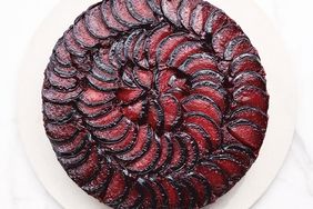 plum cake with knife