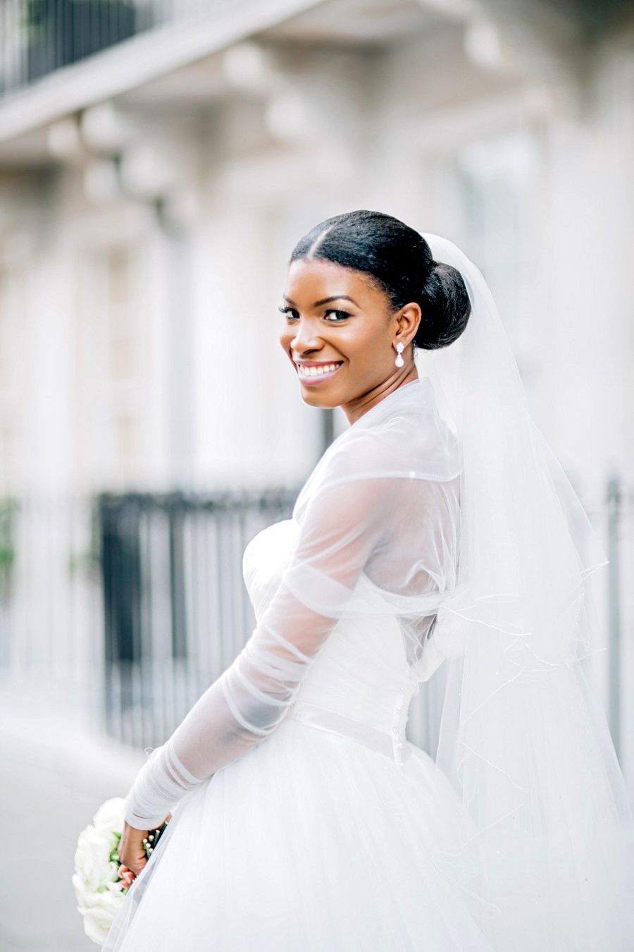 bride with lower bun updo