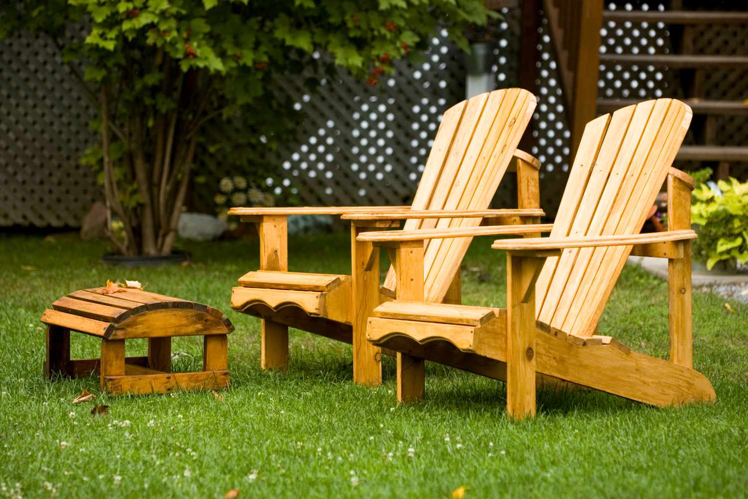 Adirondack chairs in yard