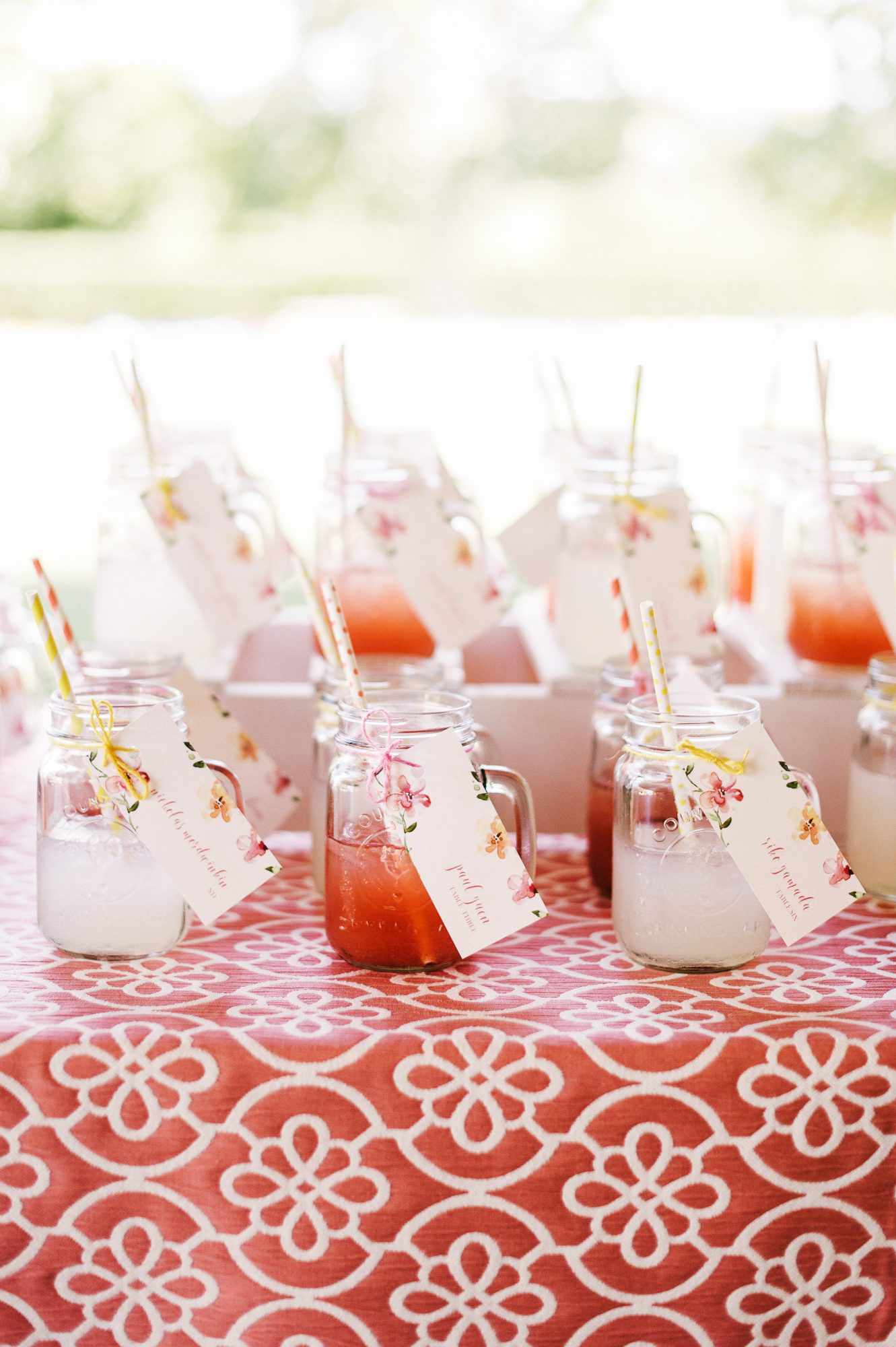 Mason jar wedding favors and signature cocktails