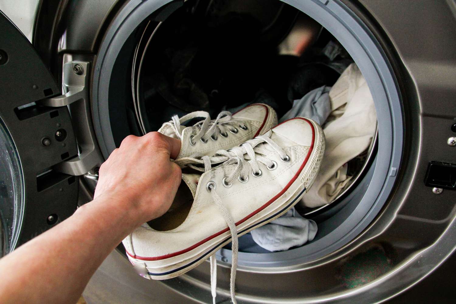 sneakers in drying machine