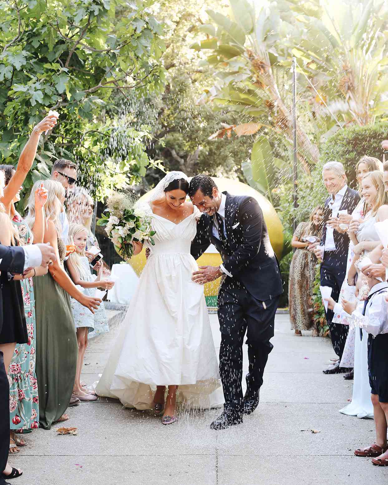 pia davide wedding recessional petal toss