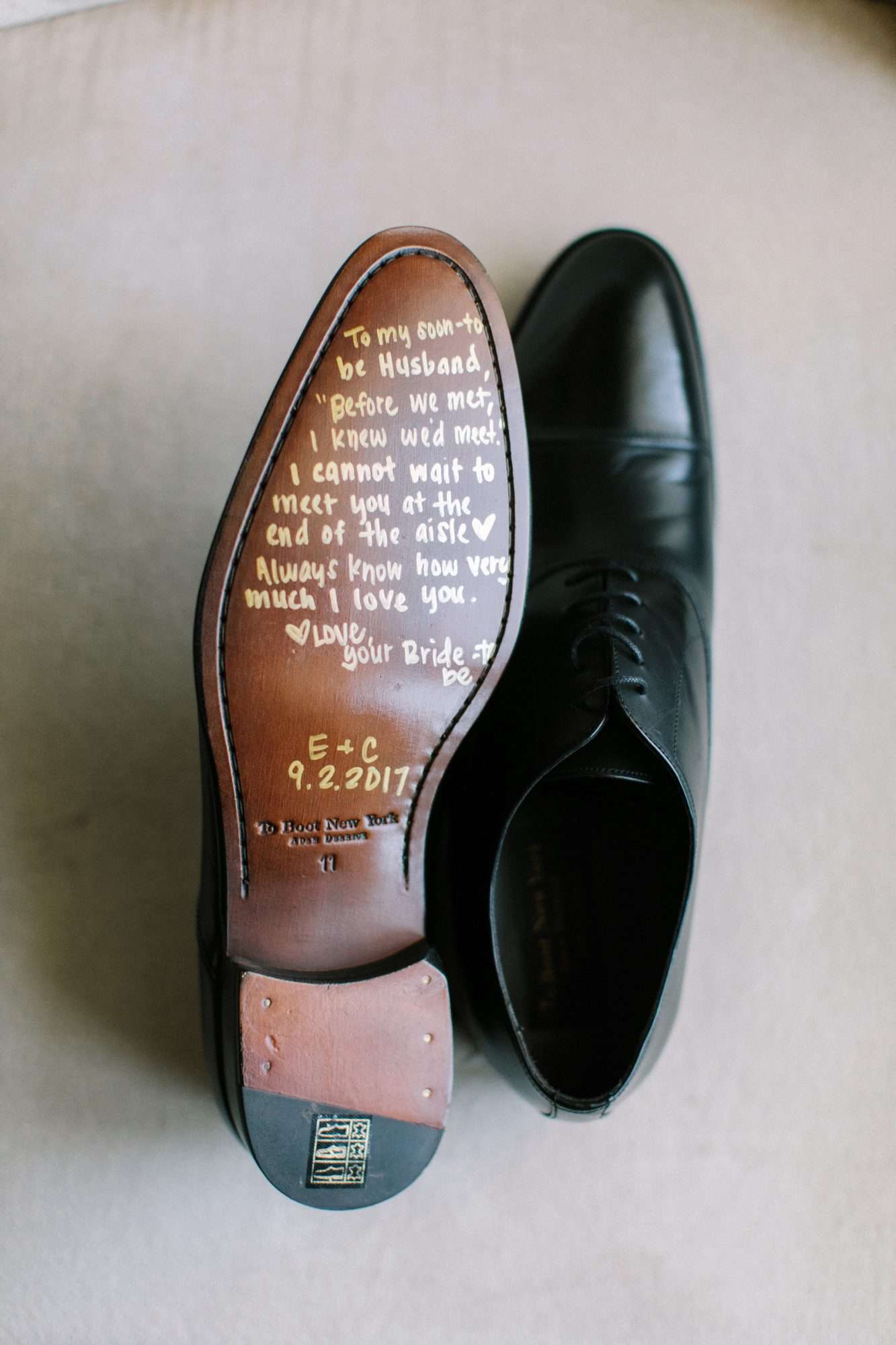 wedding shoes quote note on bottom