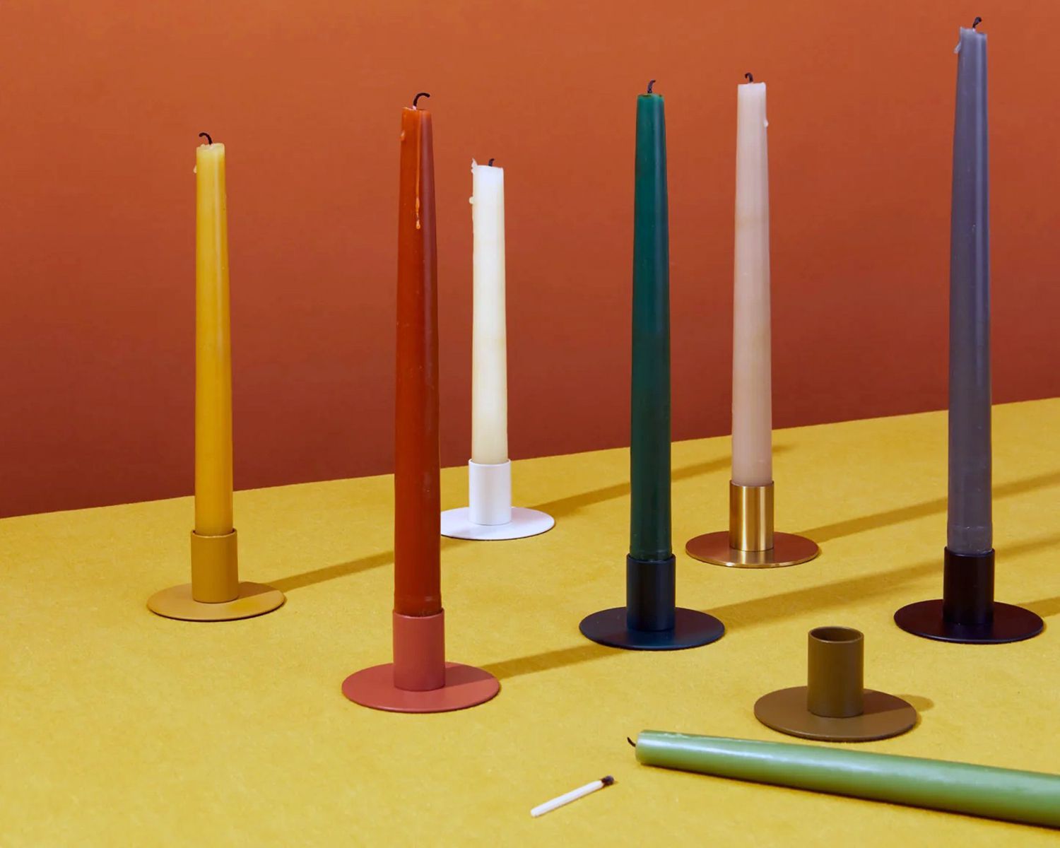 taper candles in fall colors