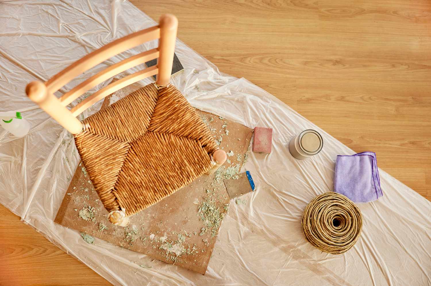 Wooden chair ready for stain stripped of paint