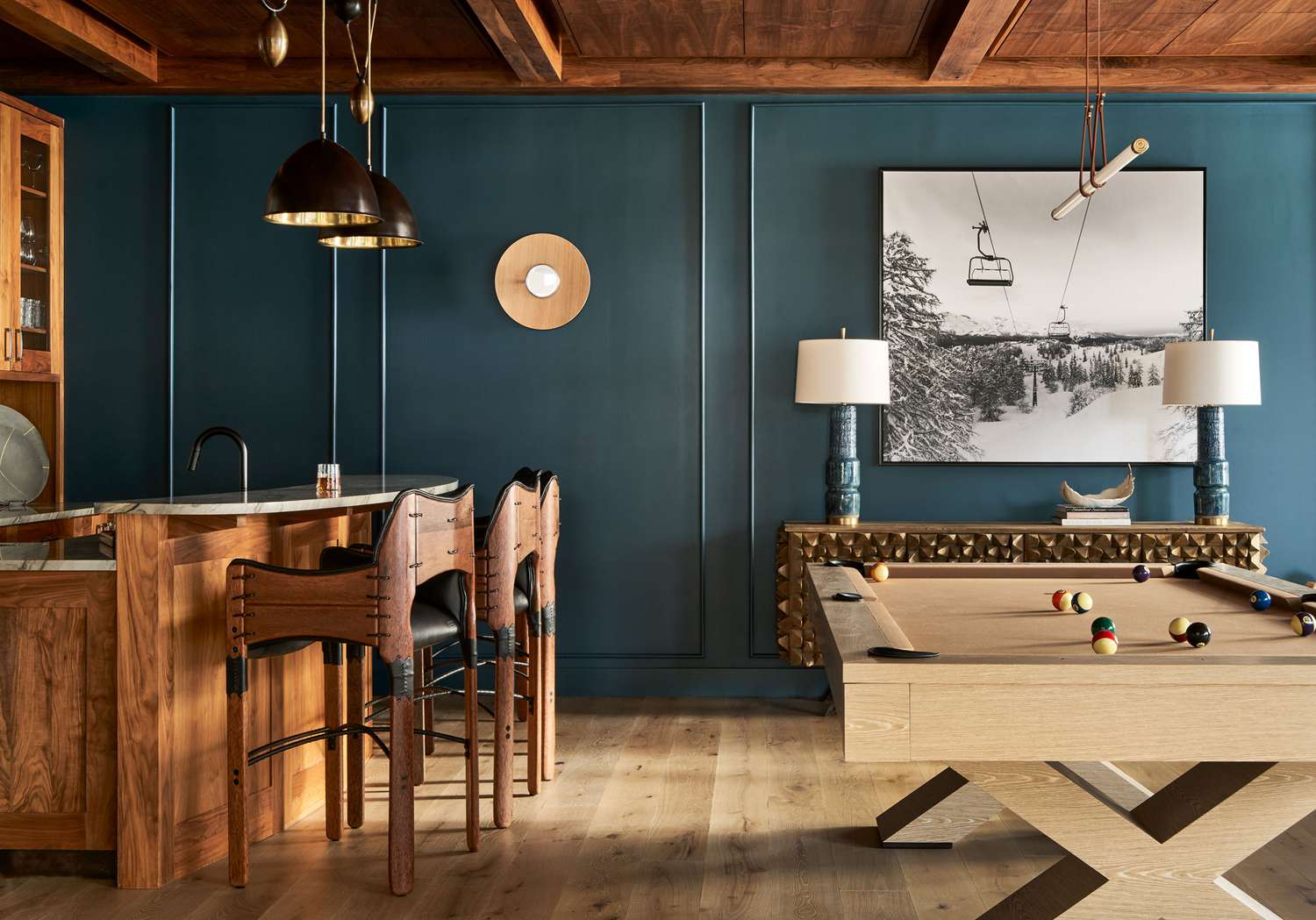 wood tones in game room