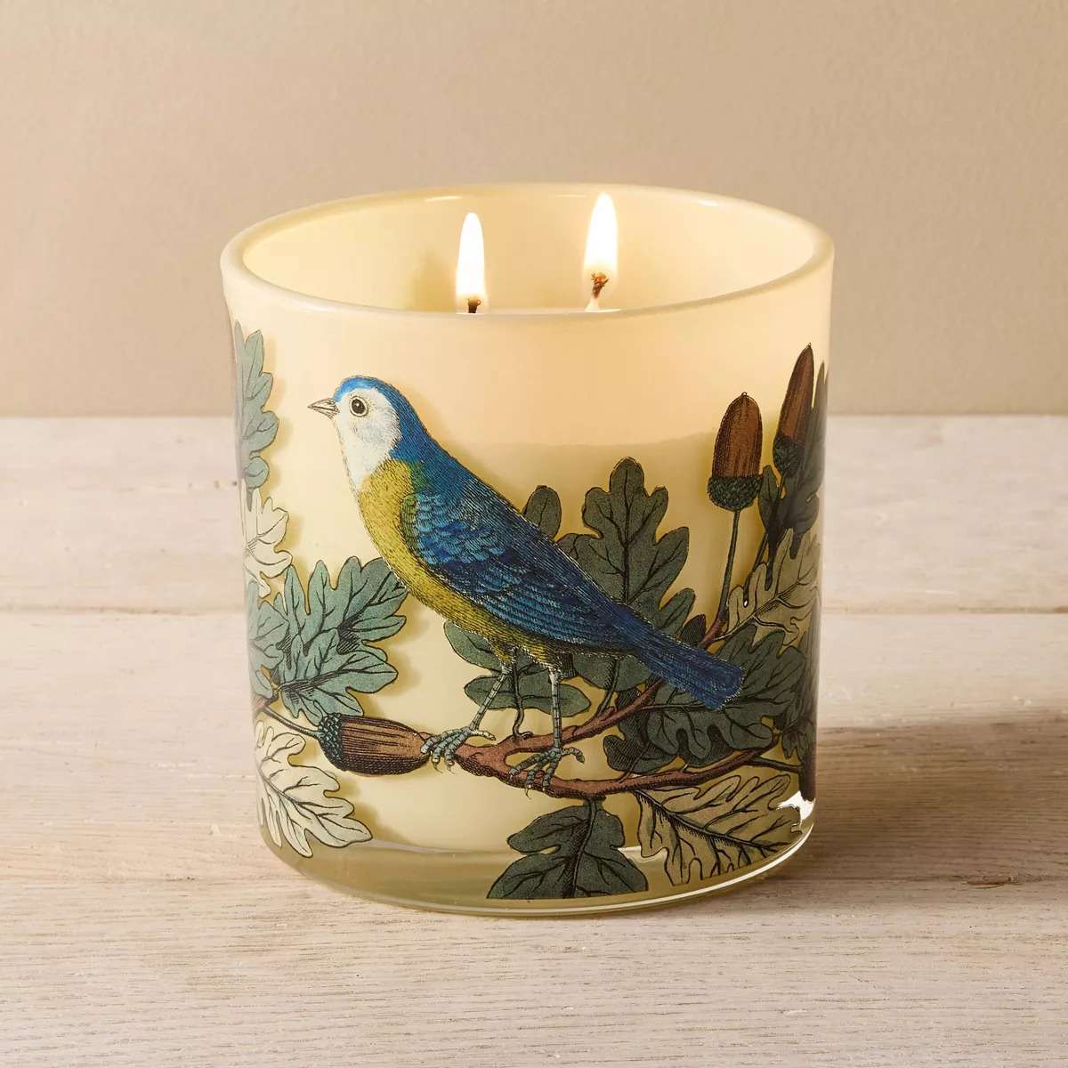 John derian candle with birds on it 