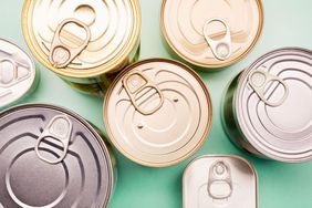 Top view of canned vegetables