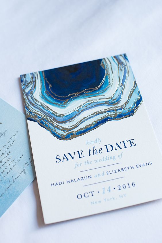 blue geode save-the-date