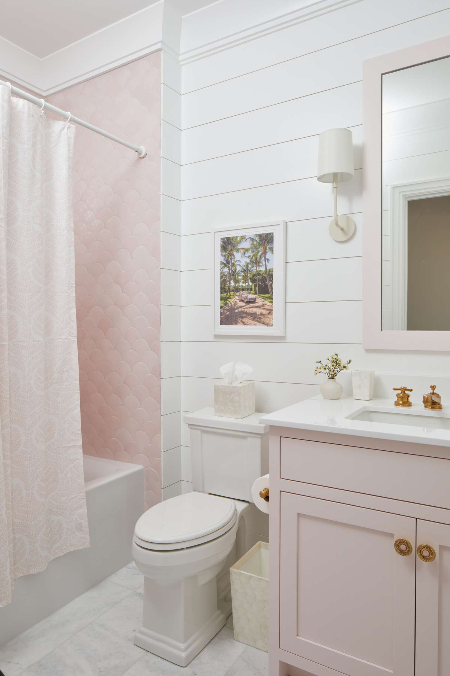 pink coastal theme bathroom