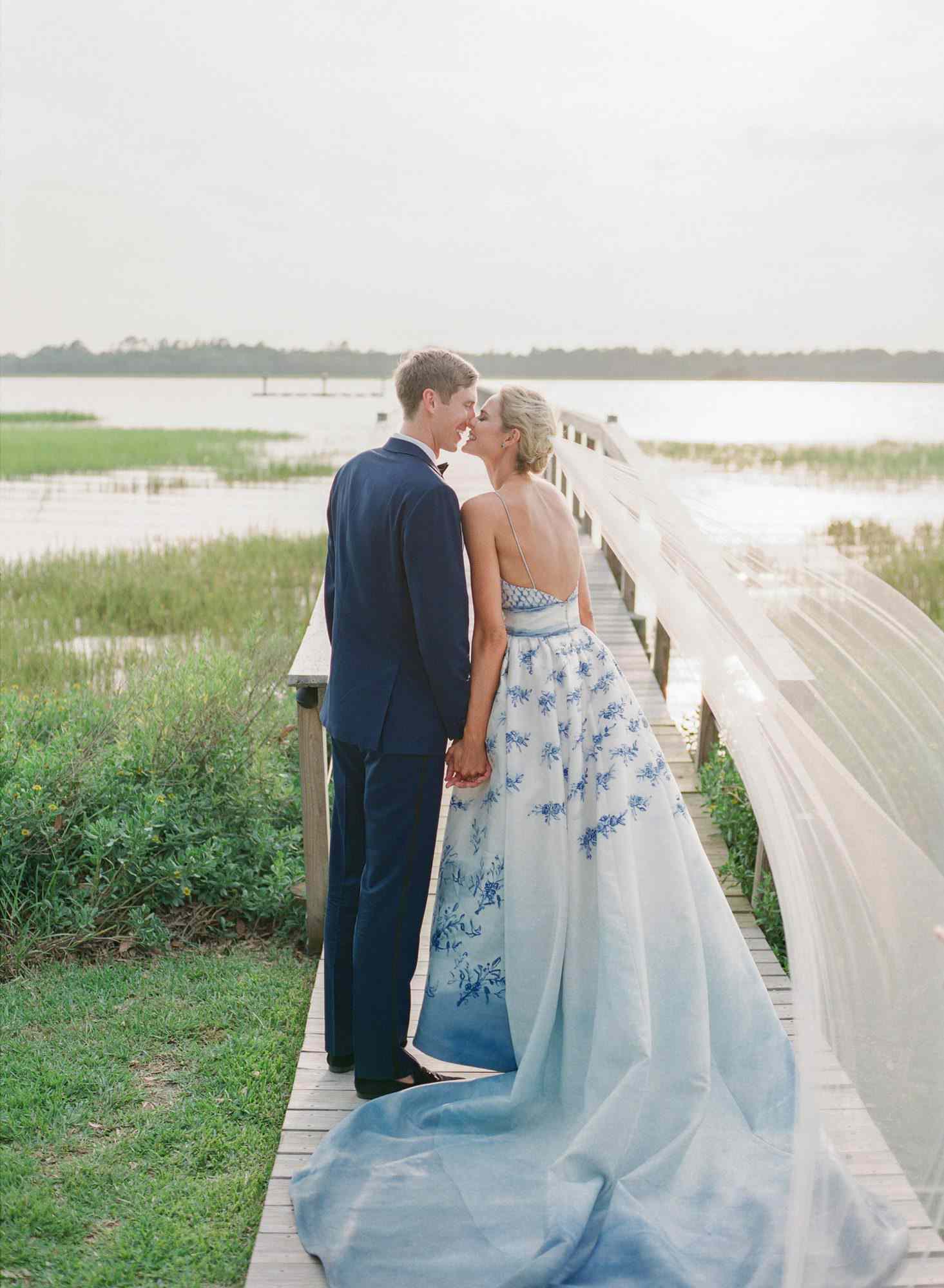 christina matt wedding charleston sc kiss couple blue