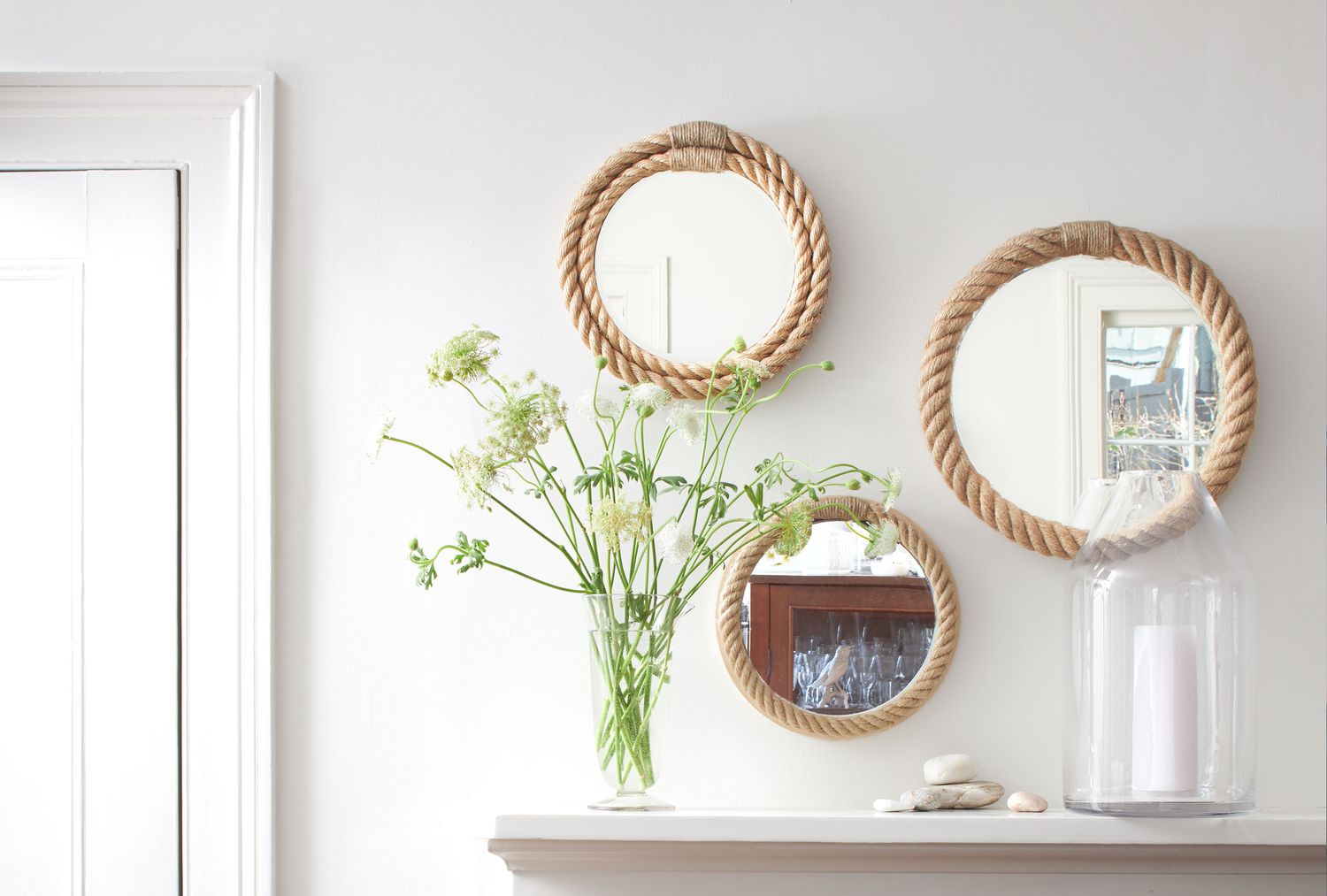 Mantle with flowers and mirror