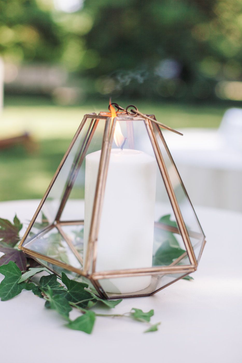 non-floral wedding centerpieces geometric lantern