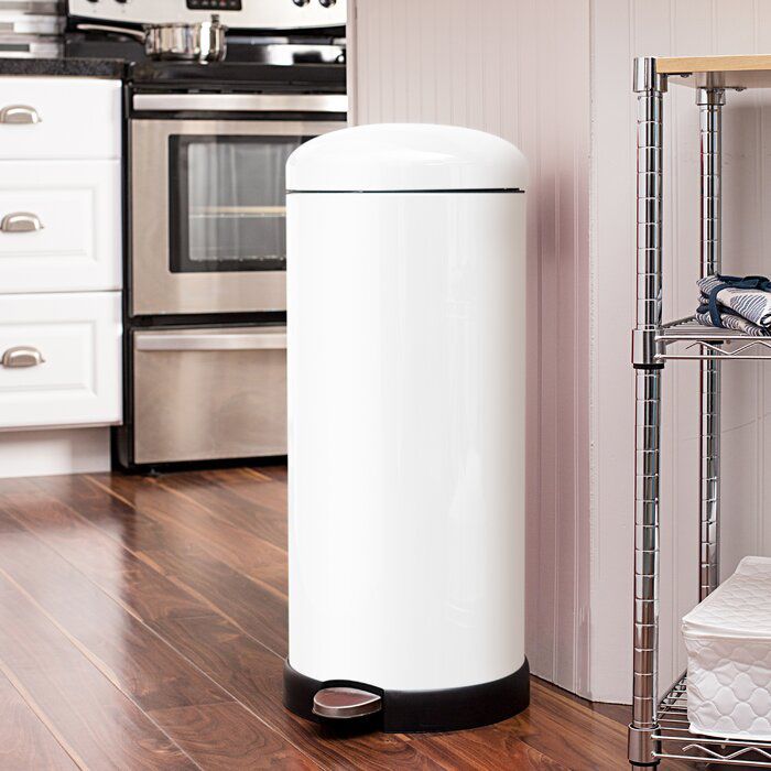 Honey Can Do White Retro Kitchen Step On Trash Can