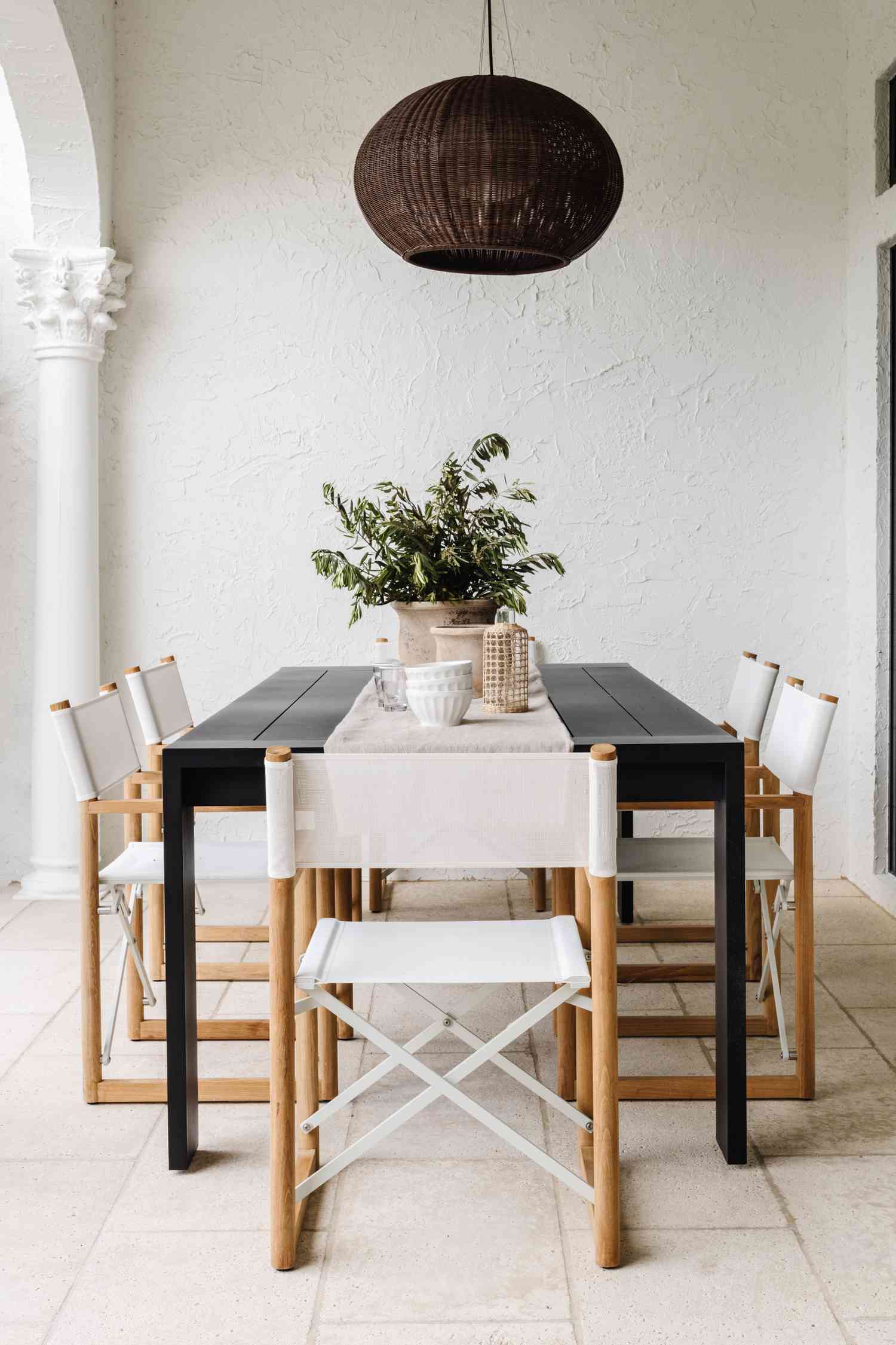 Wood furniture on a patio