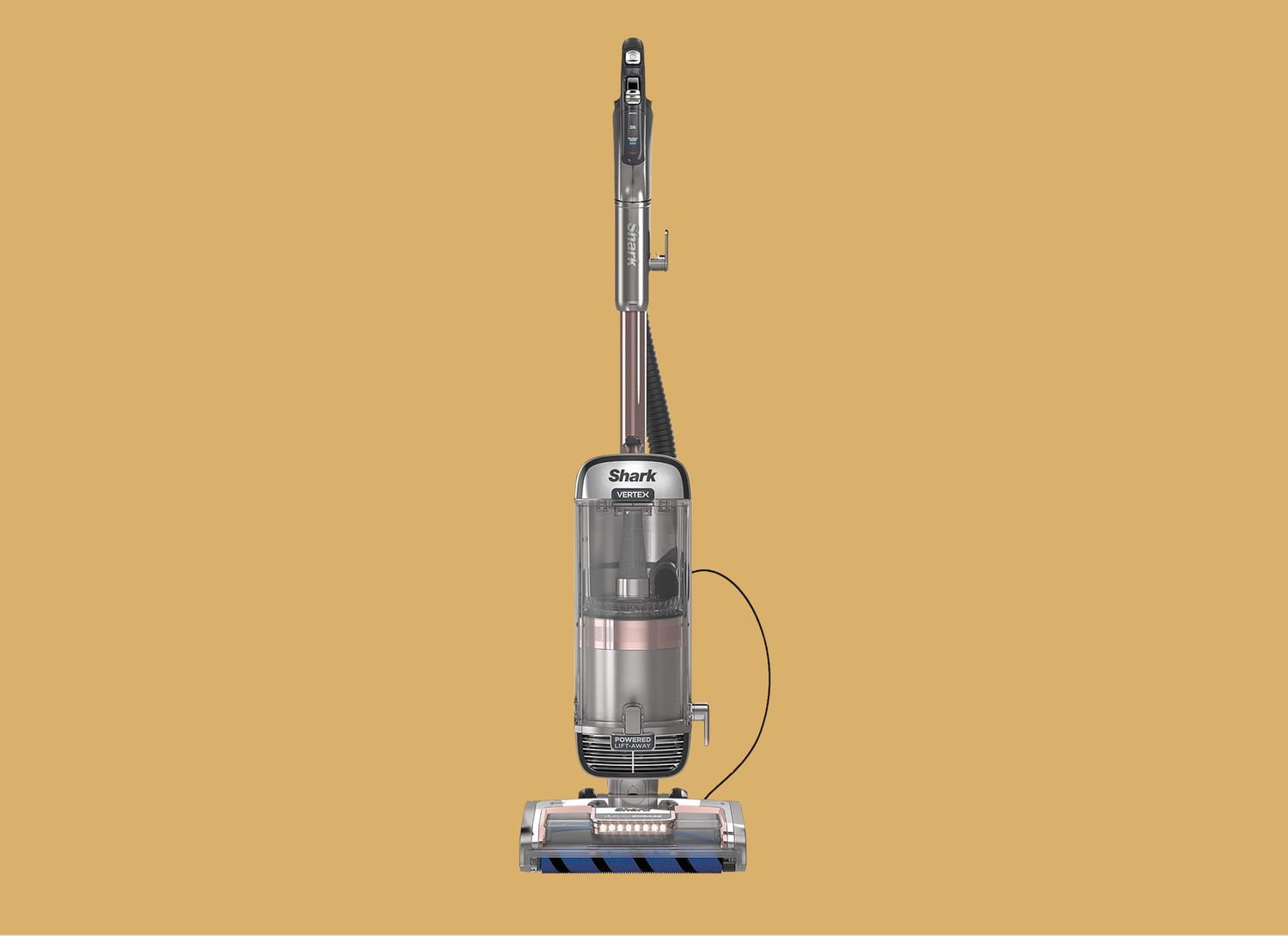 Shark AZ2002 upright vacuum on a yellow background