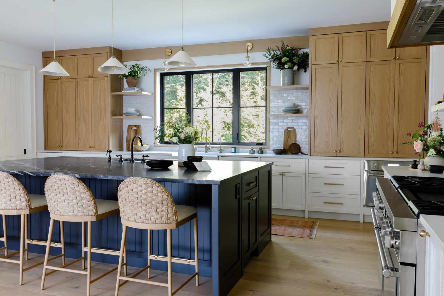 Kitchen with wood cabinets