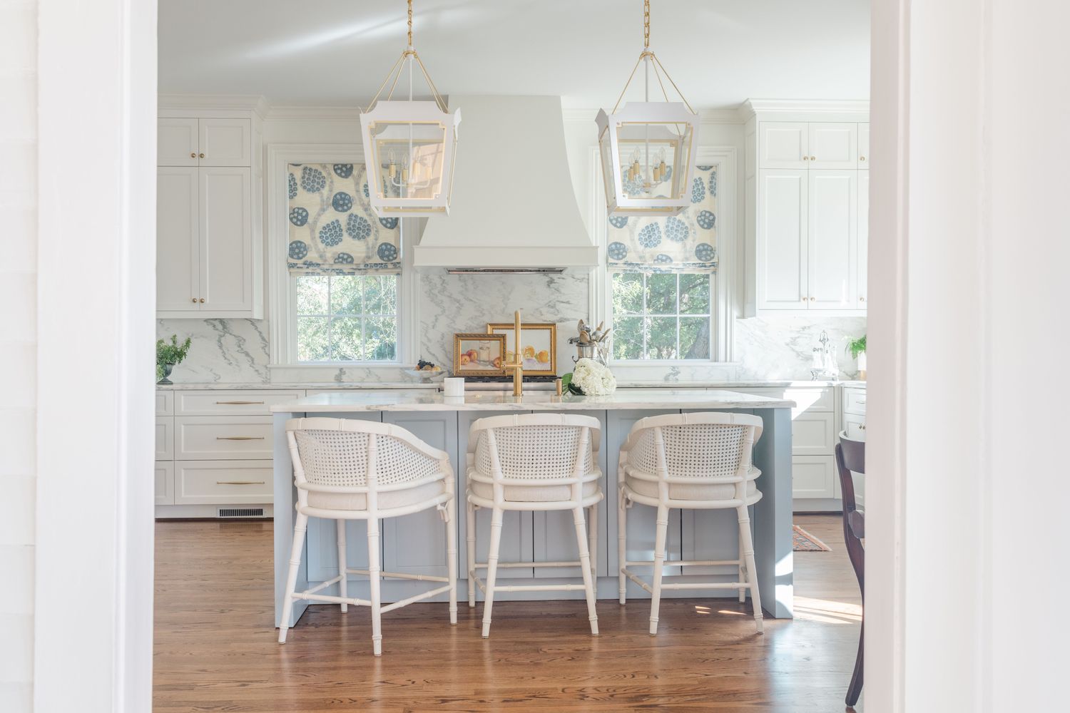 White and Sky Blue kitchen